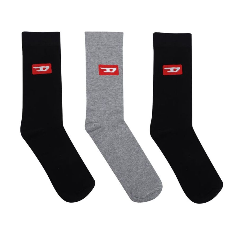 Diesel Unisex Adult Crew Socks (Pack of 3) / Black/Gray